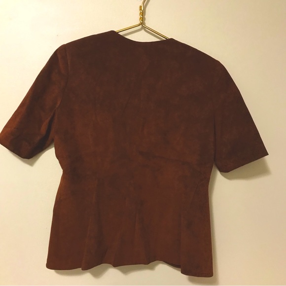 90s Short Sleeve Faux Suede Jacket - Picture 2 of 7